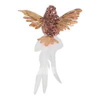 Flutter Sparkly Clip On Bird Decoration Pink