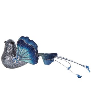 PRE-ORDER Flying Ginko Clip On Glitter Bird Decoration Blue