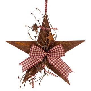 PRE-ORDER Dural Gingham Bow Rusty Hanging Star Decoration