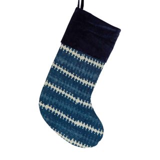 PRE-ORDER Chinais Stocking with Velvet Cuff Navy Blue