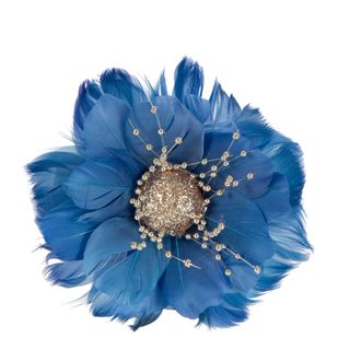 Andoune Feather Flower Electric Blue