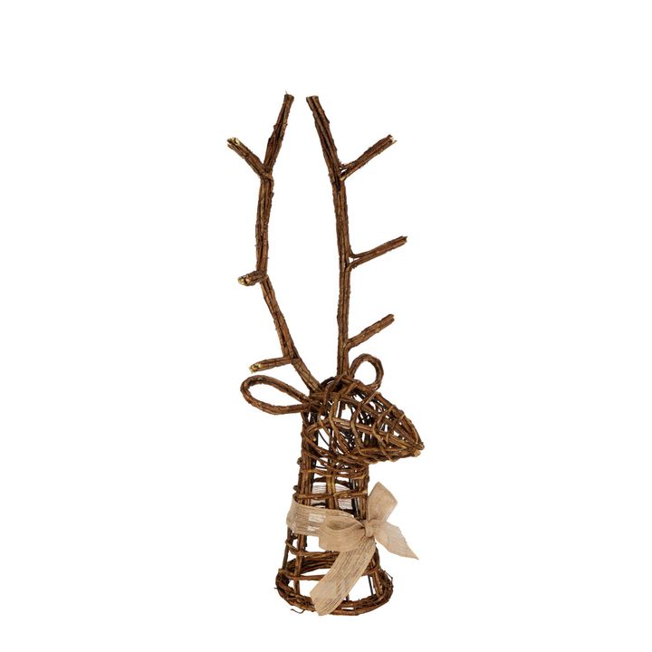 Wooder Reindeer Head Small Rattan