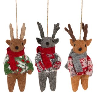 PRE-ORDER Tres Amigos Felt Reindeer Decorations - Set of 3