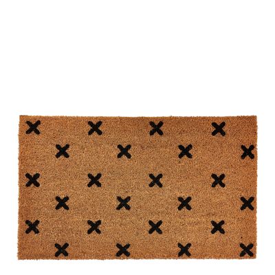 Cross Coir Doormat with Vinyl Backing Small