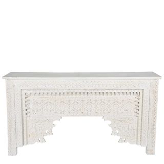 Jaipur Mahal Carved Wooden Console White