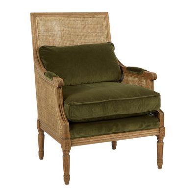 Hicks Caned Armchair Olive Green