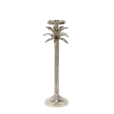 Raffles Palm Candle Stick Silver Medium