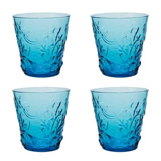 Glass Tumbler Set of 4 Aqua Blue 8oz