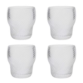 Glass Tumbler set of 4 Clear Wave 8oz