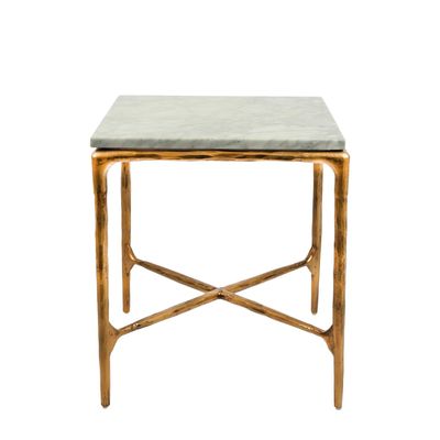 Aries Square Marble Side Table Gold