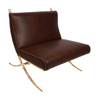 Aries Leisure Chair Gold in Brown Leather