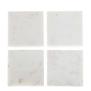 Marble Square Set of 4 Coasters White