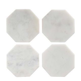 Marble Octagonal Coaster White