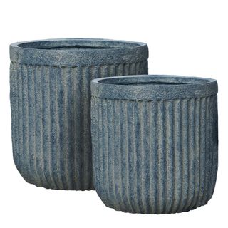 PRE-ORDER Pleat Large Planters Set of Two Charcoal