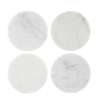 Marble Round Coaster Set of 4 White