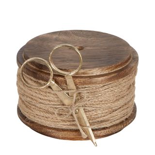 Jute Cord On Wooden Spool Natural With Scissors 10m