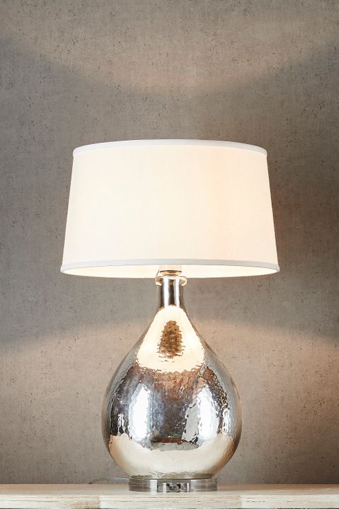 Halifax Table Lamp with Linen Shade Silver