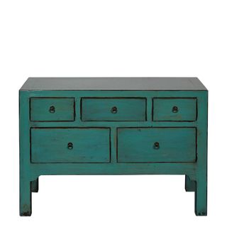 Tia Wooden 5 Drawer Table Mint Green