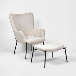 Justin Armchair with Stool Grey