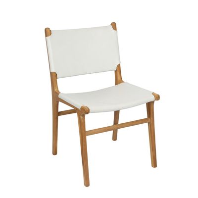 Marvin Dining Chair White Leather at The Back