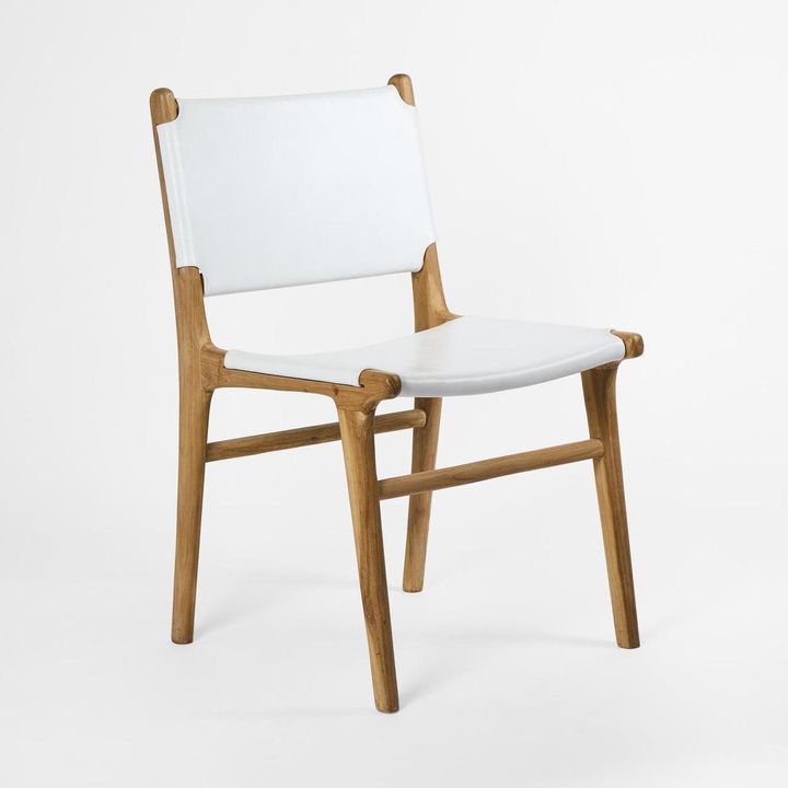 Marvin Dining Chair White Leather at The Back