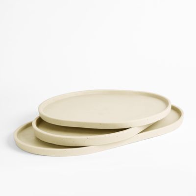 Esher Oval Platter Set Of 3 Chalk