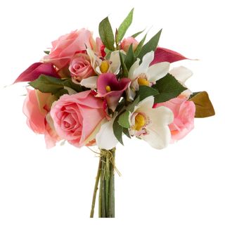 Cymbid Rose Calla Bouquet 25cm Pink