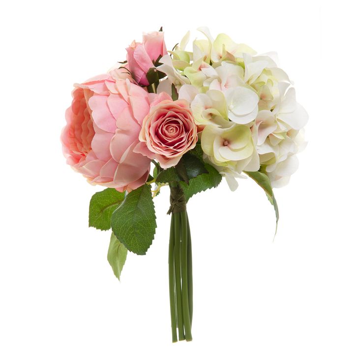 Rose Hydrangea Bouquet 30cm Pink & Green