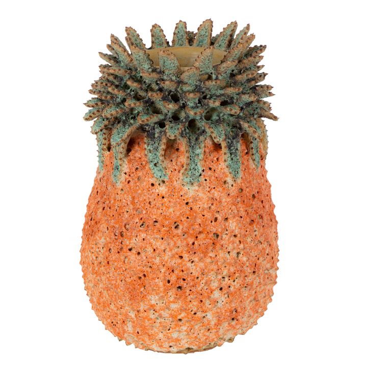 Pineapple Ceramic Vase Green Orange