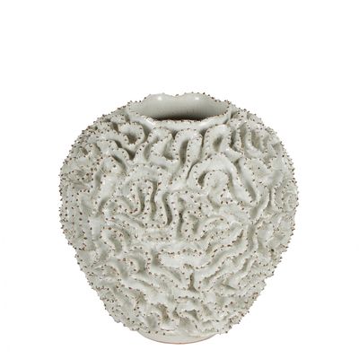 Brain Coral Ceramic Vase White