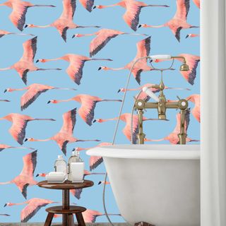 Flying Flamingo Pattern Wallpaper