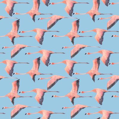 Flying Flamingo Pattern Wallpaper