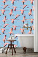 Flying Flamingo Pattern Wallpaper