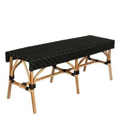 Missoli Rattan Bench Black -Outdoor Undercover