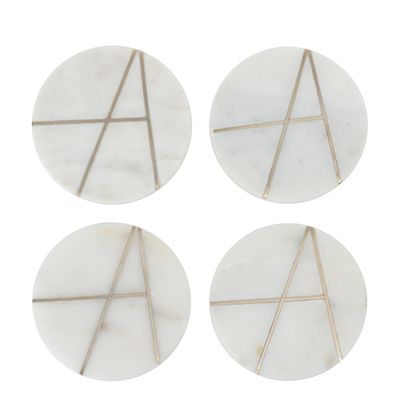 Graze Marble Coaster Round White Inlay