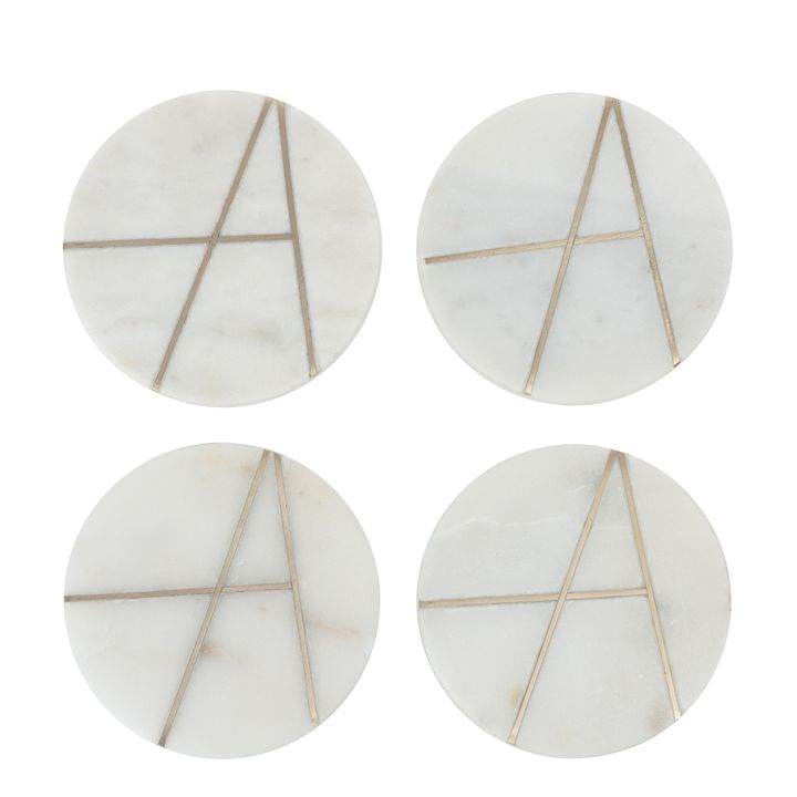 Graze Marble Coaster Round White Inlay