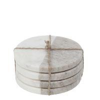 Graze Marble Coaster Round White & Beige