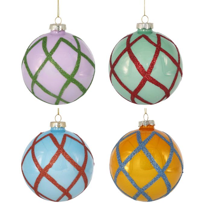 Grid Boxed Set of 4 Baubles