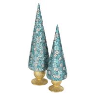 Florana Blue Floral Cone Tree Small