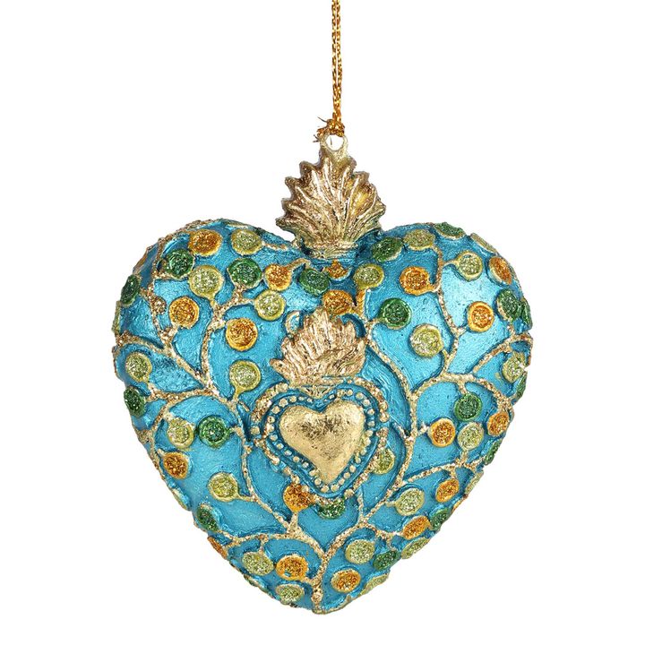 Vine Heart Hanging Tree Ornament Teal