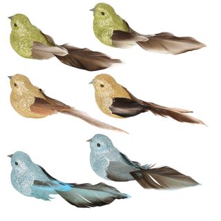Shishi Clip on Bird Assorted Box of Six Green