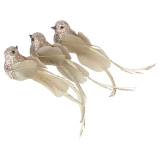 Glam Boxed Set of Three Clip on Birds Gold