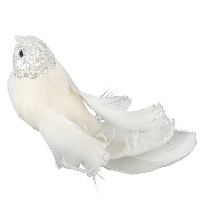 Sassy Clip on Bird White