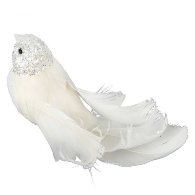 Sassy Clip on Bird White