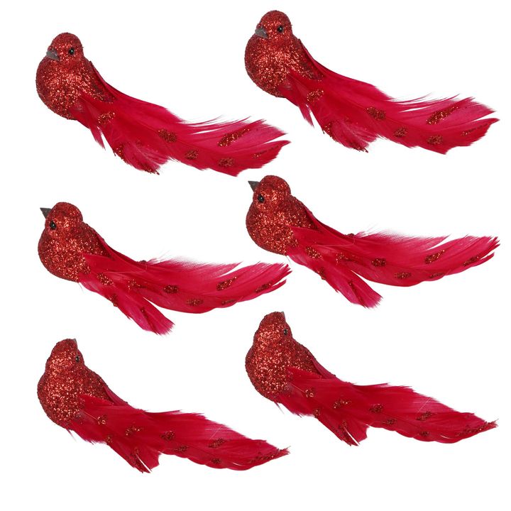 Reddin Boxed Set of Six Clip on Birds Red