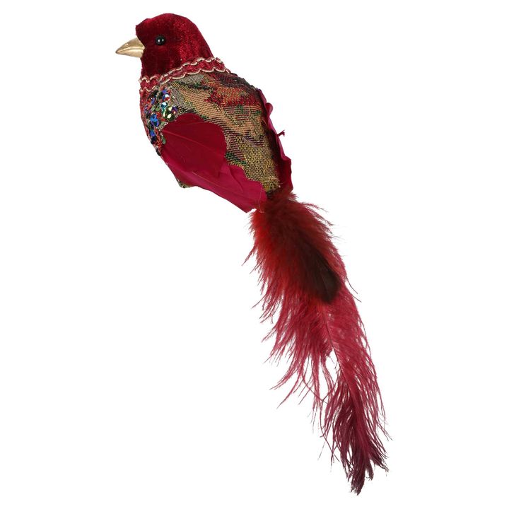 Leila Tapestry Clip on Bird Small Red