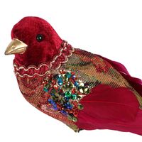 Leila Tapestry Clip on Bird Small Red