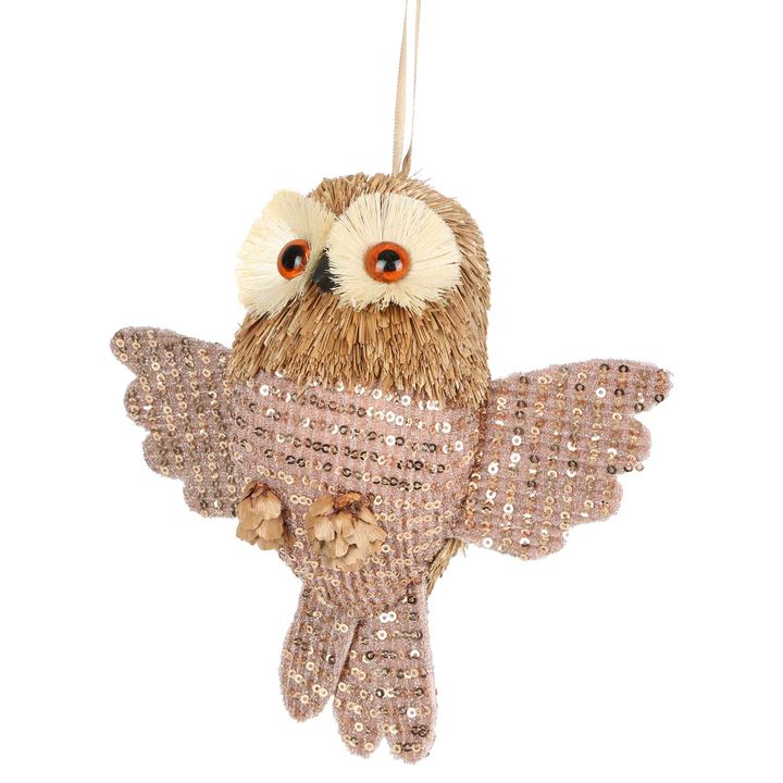 Solange Glimmer Hessian Hanging Owl