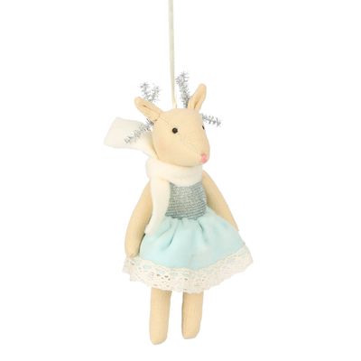 Balmay Small Velvet Hanging Deer Ornament Blue