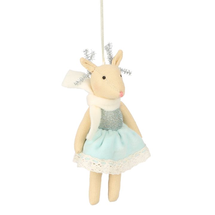 Balmay Small Velvet Hanging Deer Ornament Blue